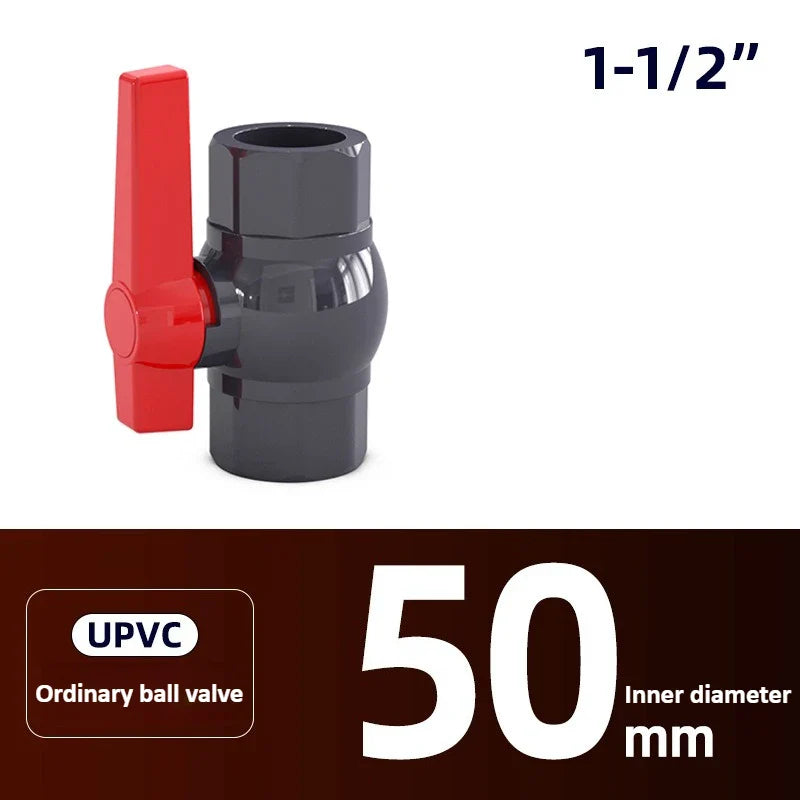 PVC Ball Valve DN15–DN50 Long Handle Dark Gray Pipe Fitting
