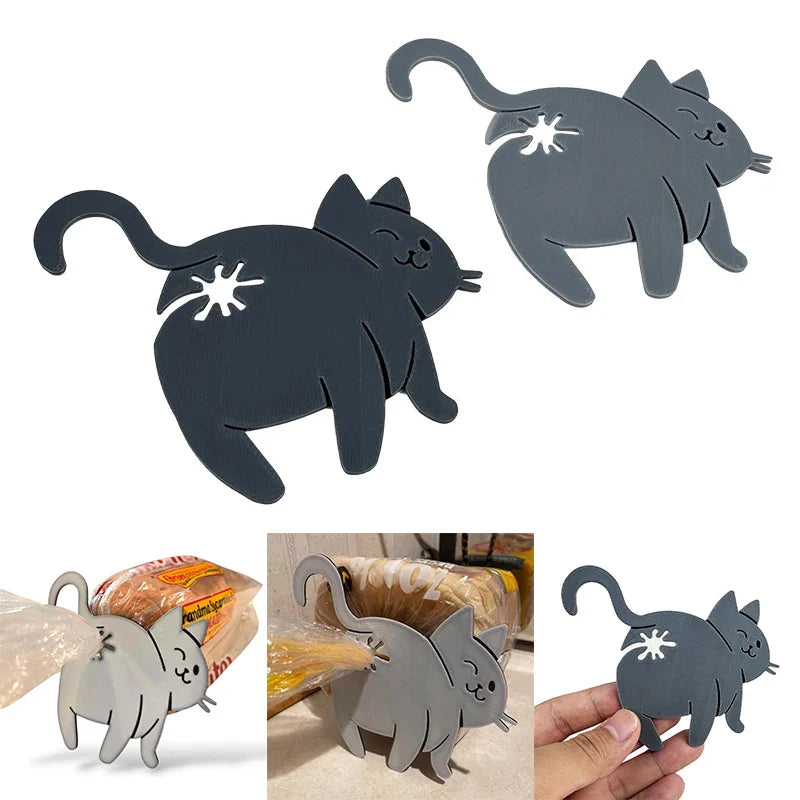 3D Cat Butt Bag Clips 2-Pack | Novelty Kitchen Sealing Clips