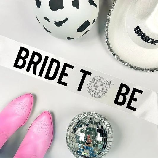 Bride to Be White Sash – Disco Bachelorette Hen Party Gift Bachelorette Party Sash Peaceful Pleasures Health and Wellness sash