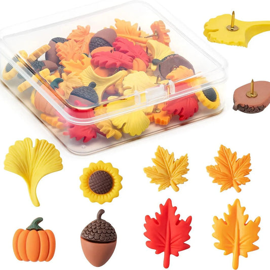 Bview Art Autumn Maple Leaf Forest Animal Resin Push Pins Creative Peaceful Pleasures Health and Wellness