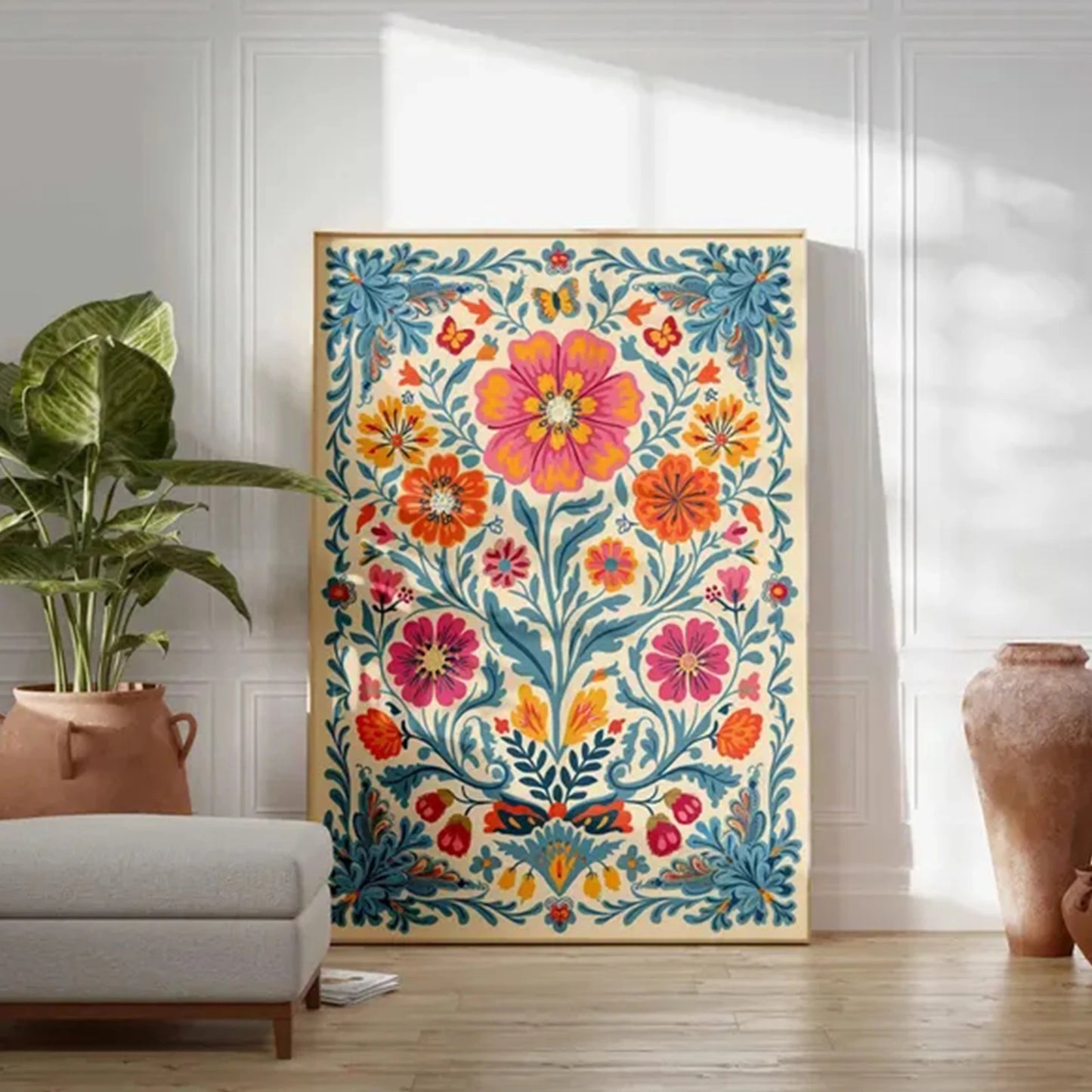 Retro Mexican Botanical Canvas Wall Art Print | Latin Decor