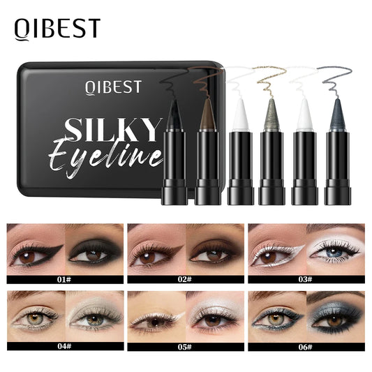 QIBEST 6 Colors Matte Eyeliner Sets Quick Dry Eyeliner Waterproof Sweatproof Single-Ended Intense Eyeliner White Black Eyeshadow Peaceful Pleasures Health and Wellness
