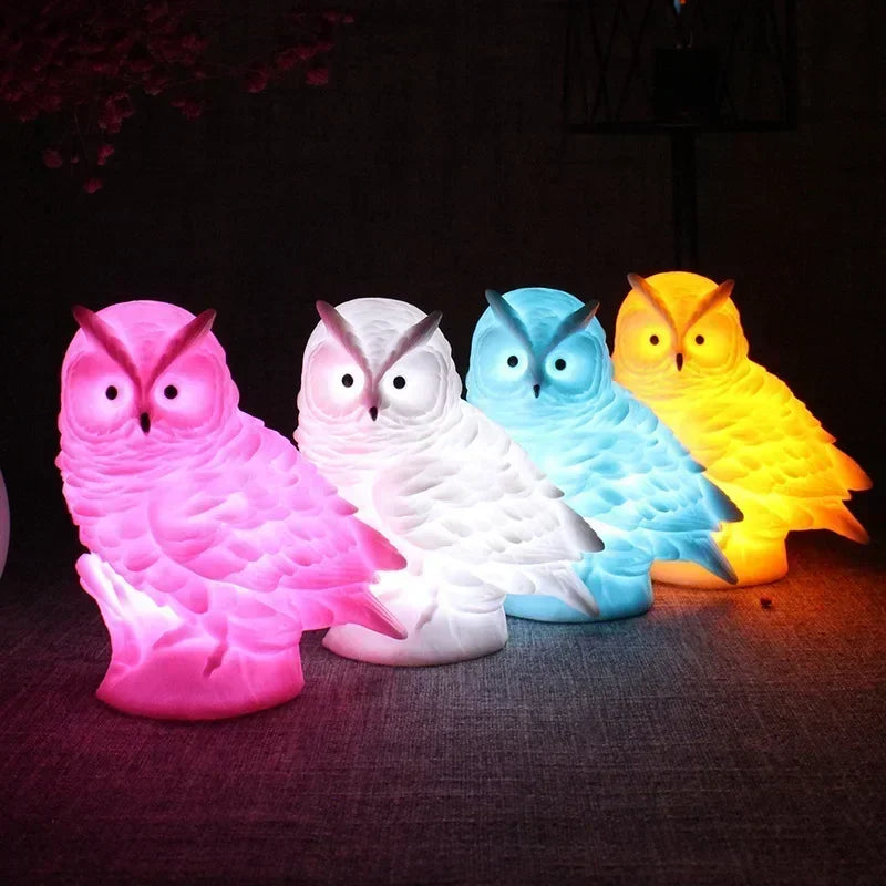 Cartoon Owl LED Night Light for Kids' Bedroom – Soft Novelty Glow