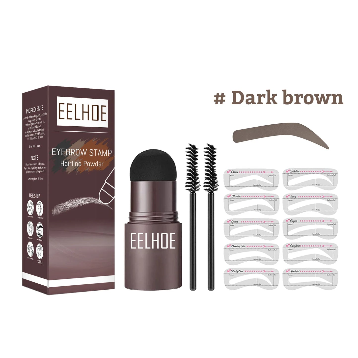 EELHOE Eyebrow Shaping Kit for Waterproof Makeup Peaceful Pleasures Health and Wellness Dark Brown Set