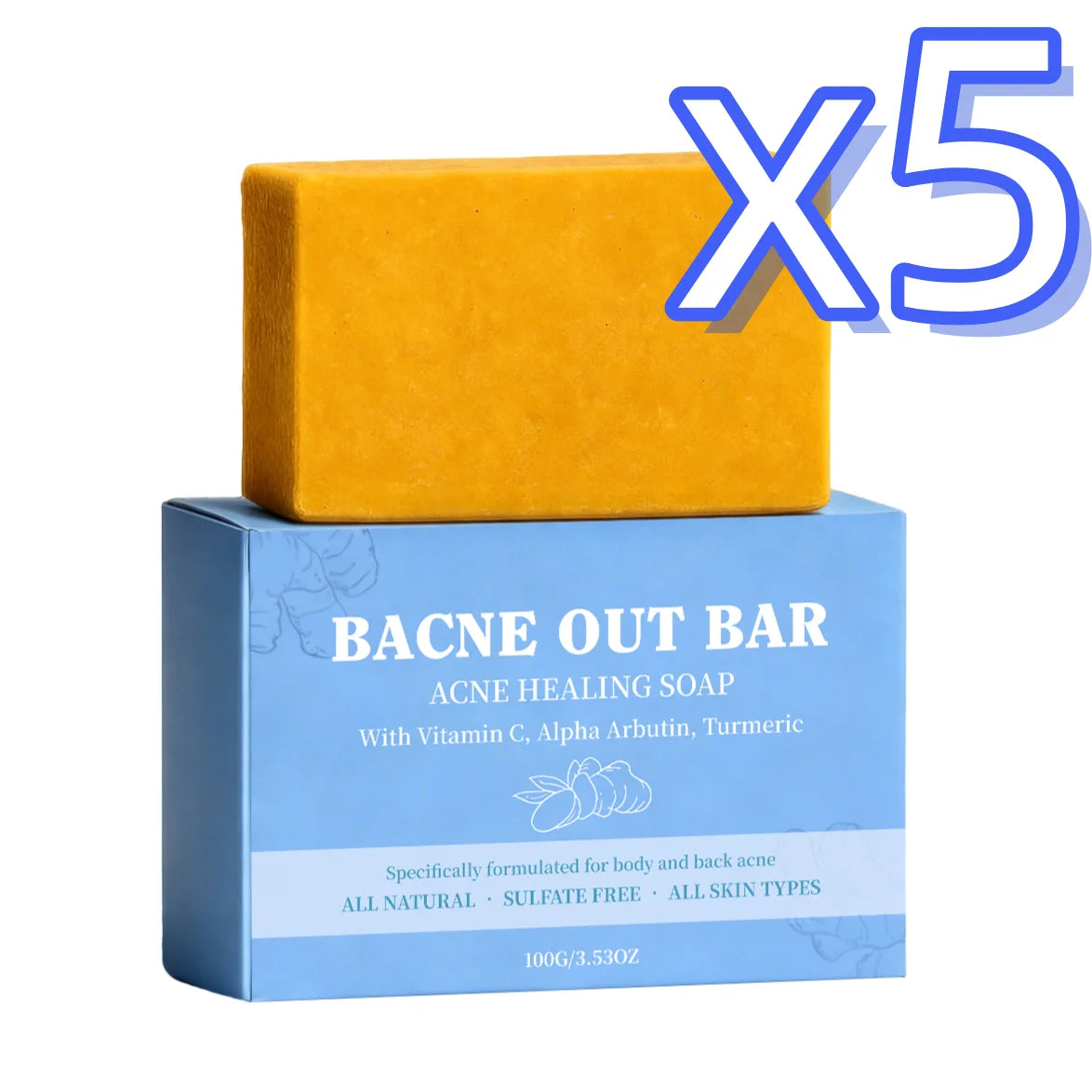 Exfoliating Body Cleansing Soap Eliminate Back Pimples Fade Acne Marks Deep Clean Dirt Oil Control Turmeric Exfoliate Soap Bar Peaceful Pleasures Health and Wellness 100g Boxed x 5pcs