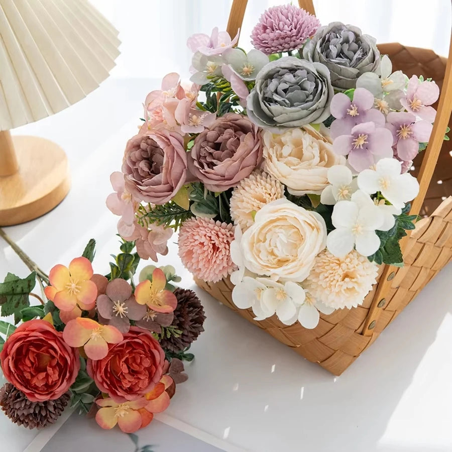 Silk Peony & Chrysanthemum Artificial Flowers – Wedding & Home