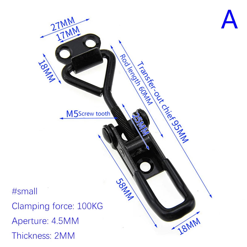 Black Toggle Clamp Latch | Cabinet Box Door Hasp Lock 100KG