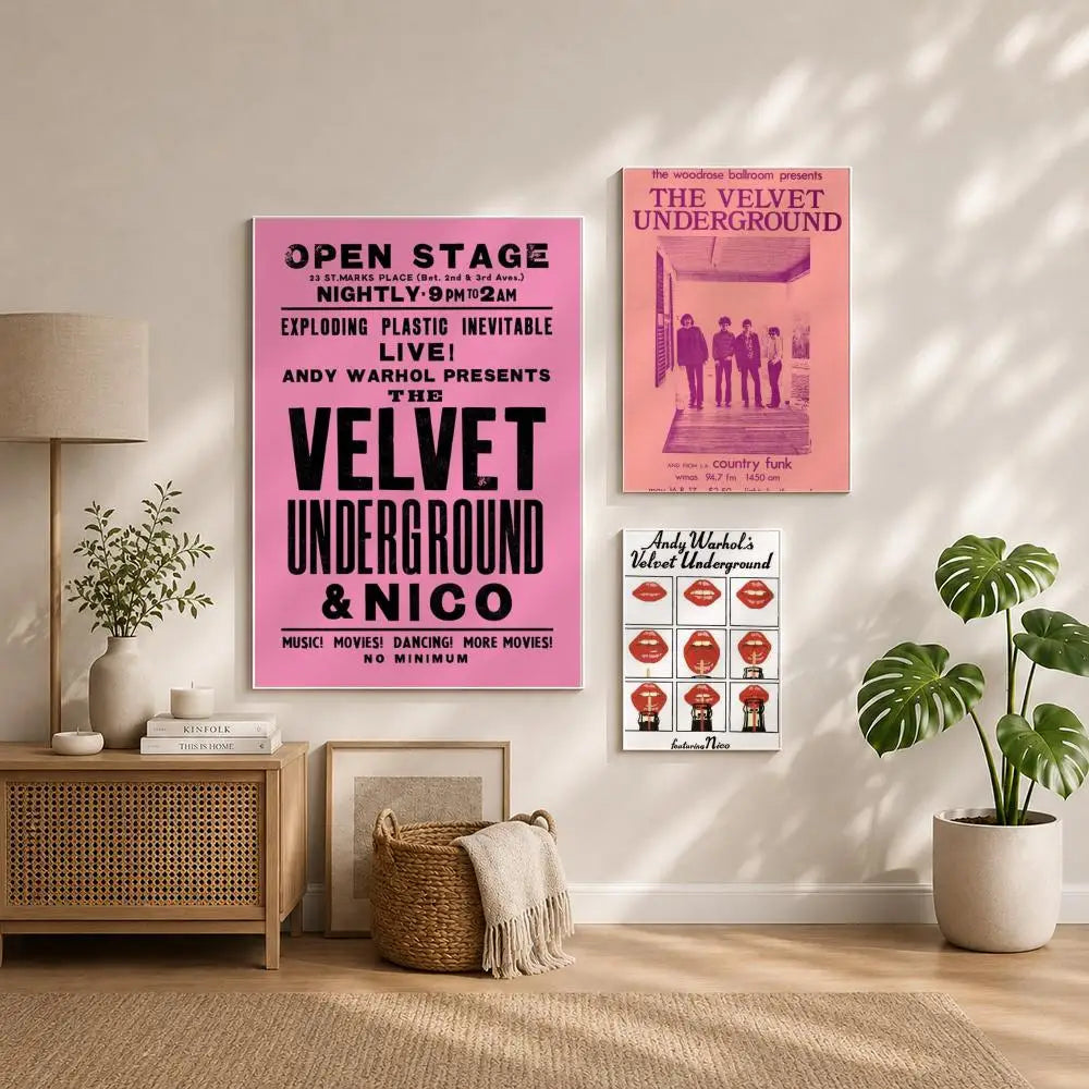 Band T-The Velvet UndergroundS Poster HD Self Adhesive Waterproof Wall Art Ideal for Home Office Dorm Bedroom Great Gift Peaceful Pleasures Health and Wellness
