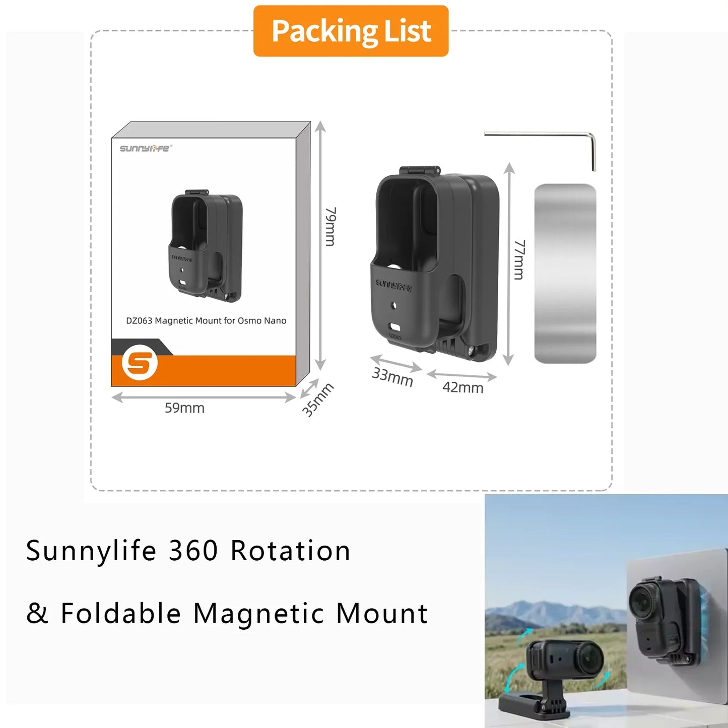 DJI Osmo Action Nano Accessories Kit – Clip, Mount & Case