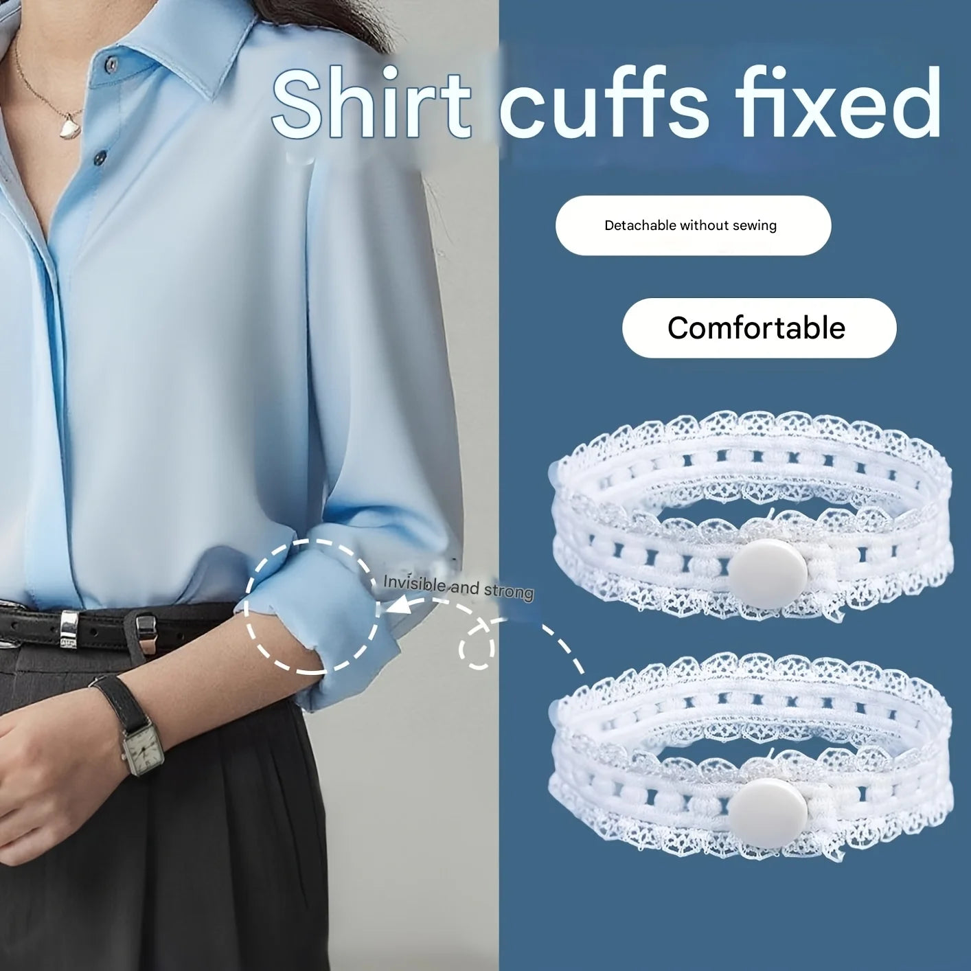 Shirt Sleeve Holders No-drill Adjustable Elastic Band Shorten Length