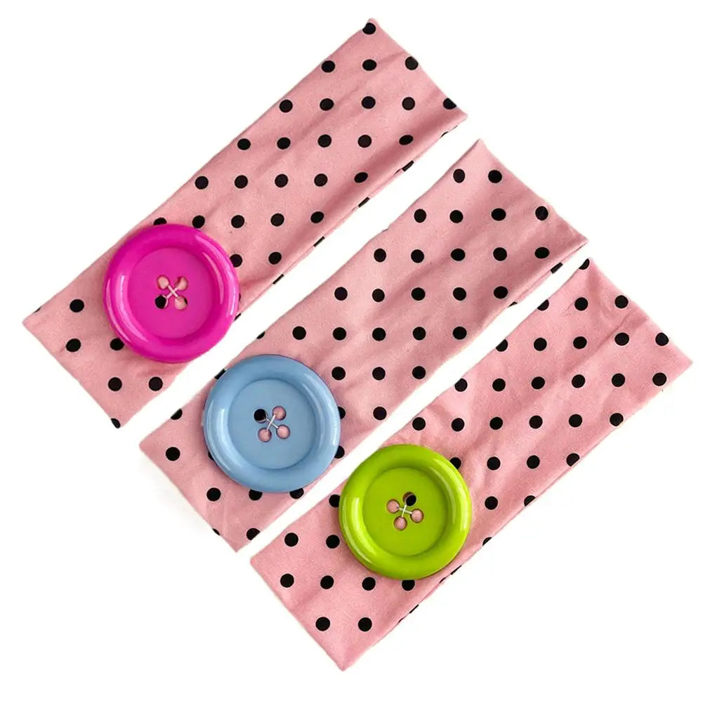 Y2K Polka Dot Button Headband – Retro Dopamine Hair Accessory