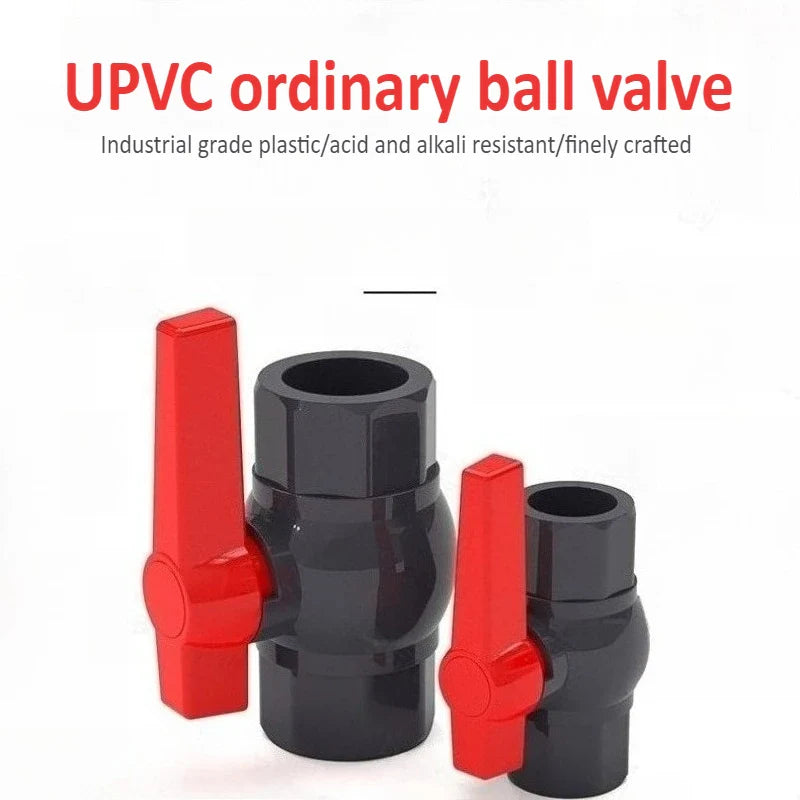 PVC Ball Valve DN15–DN50 Long Handle Dark Gray Pipe Fitting