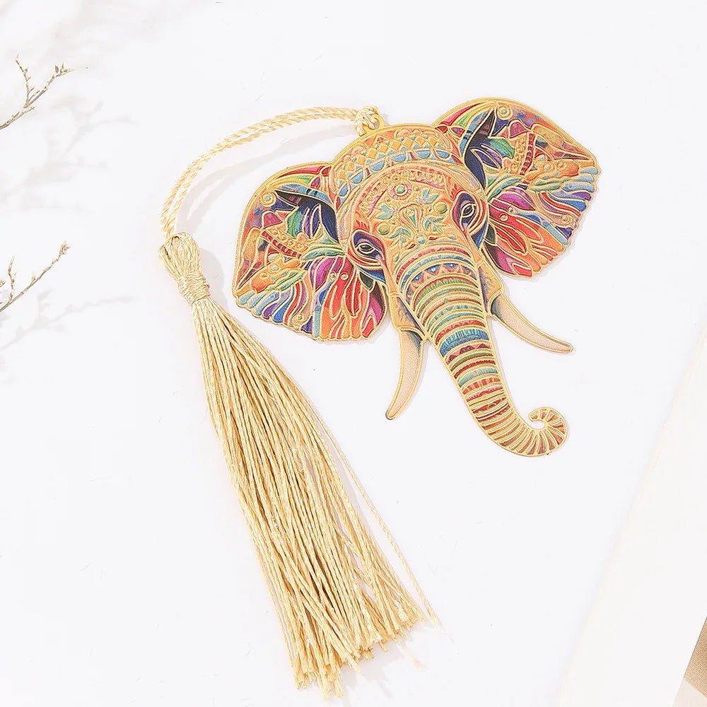 Leaf Vein Office Chinese Style Retro Book Clip Book Holder Page Clip Bookmark Leaf Bookmark Hollow Book Mark Metal Bookmarks Peaceful Pleasures Health and Wellness elephant