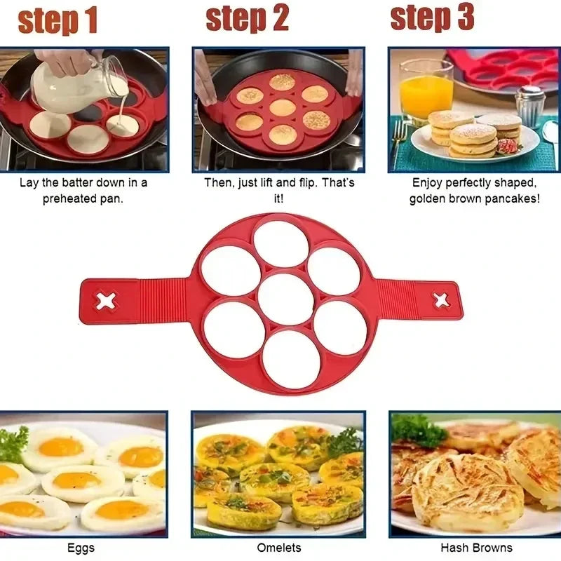 Silicone 7-hole Circular Frying Pan Breakfast Pancake Mold DIY Baking Tool Peaceful Pleasures Health and Wellness