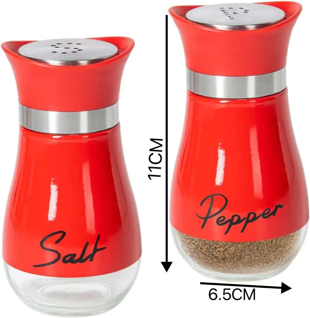 2 practical reusable seasoning containers salt and pepper bottle set sealed and moisture-proof for home and commercial kitchens Peaceful Pleasures Health and Wellness Red
