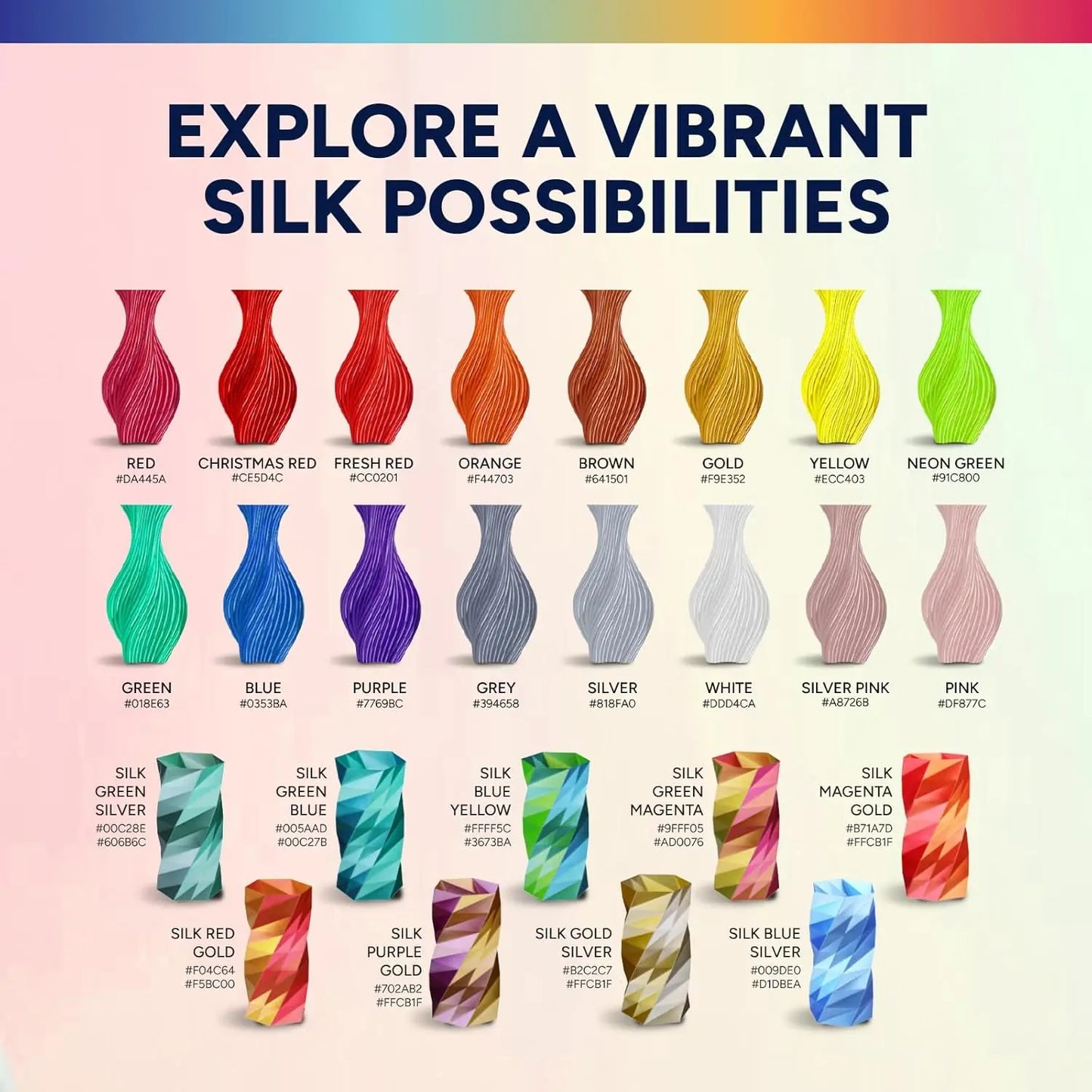 Silk PLA+ Dual Color 3D Filament 1.75mm 250G | DINGSUN 3D