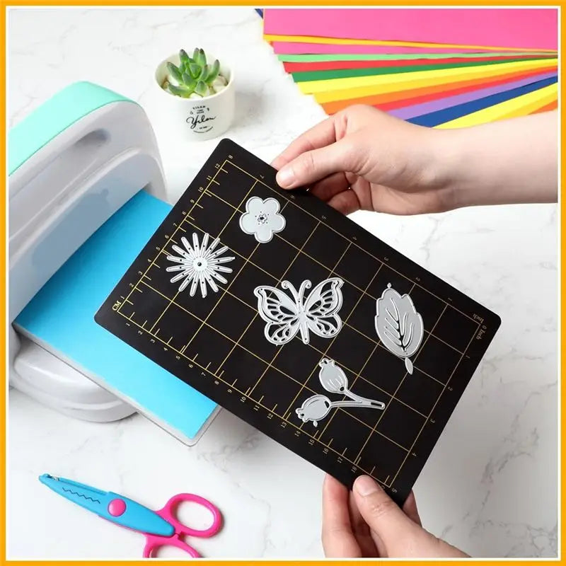 A36T-6Inchx8.9Inch Magnetic Spacers With Card Size Grid Cutter Accessories 0.8Mm Thick Black Embossing Machine Die Mats Peaceful Pleasures Health and Wellness