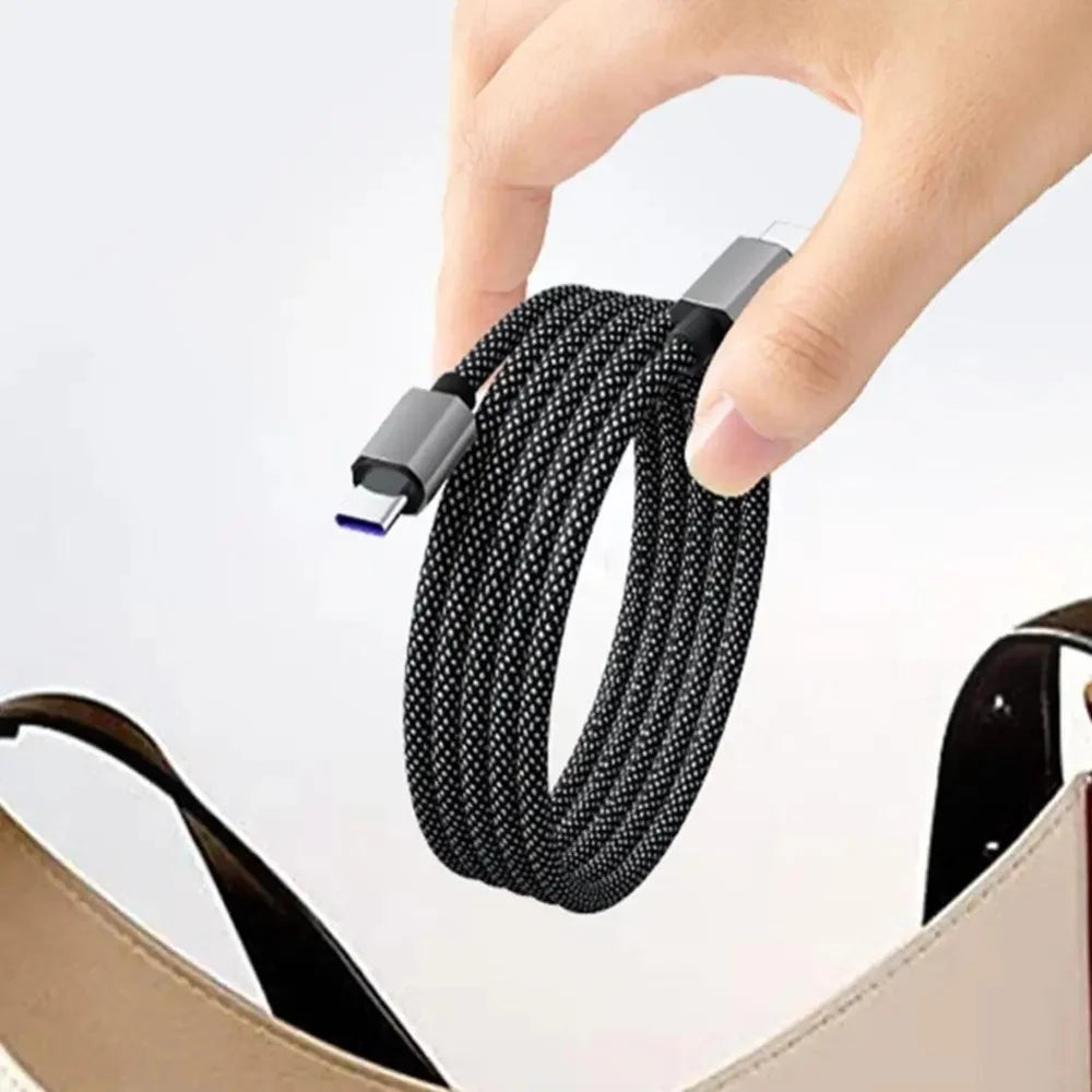 65W Magnetic Self-Storing USB-C Fast Charging Cable 1M Braided Peaceful Pleasures Health and Wellness