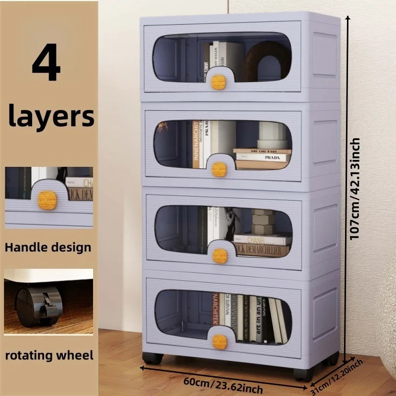 60cm Flip-Top Multi-Layer Storage Cabinet with Casters