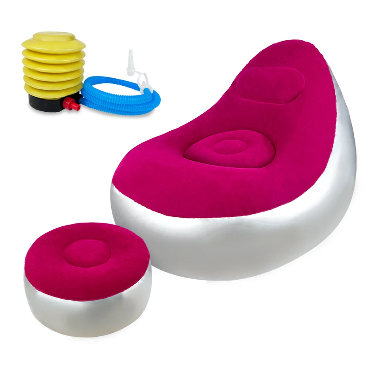Inflatable Lazy Sofa Chair Folding Portable Lazy Sofa with Foot Stool Air Couch Sofa for Livingroom and Bedroom Peaceful Pleasures Health and Wellness
