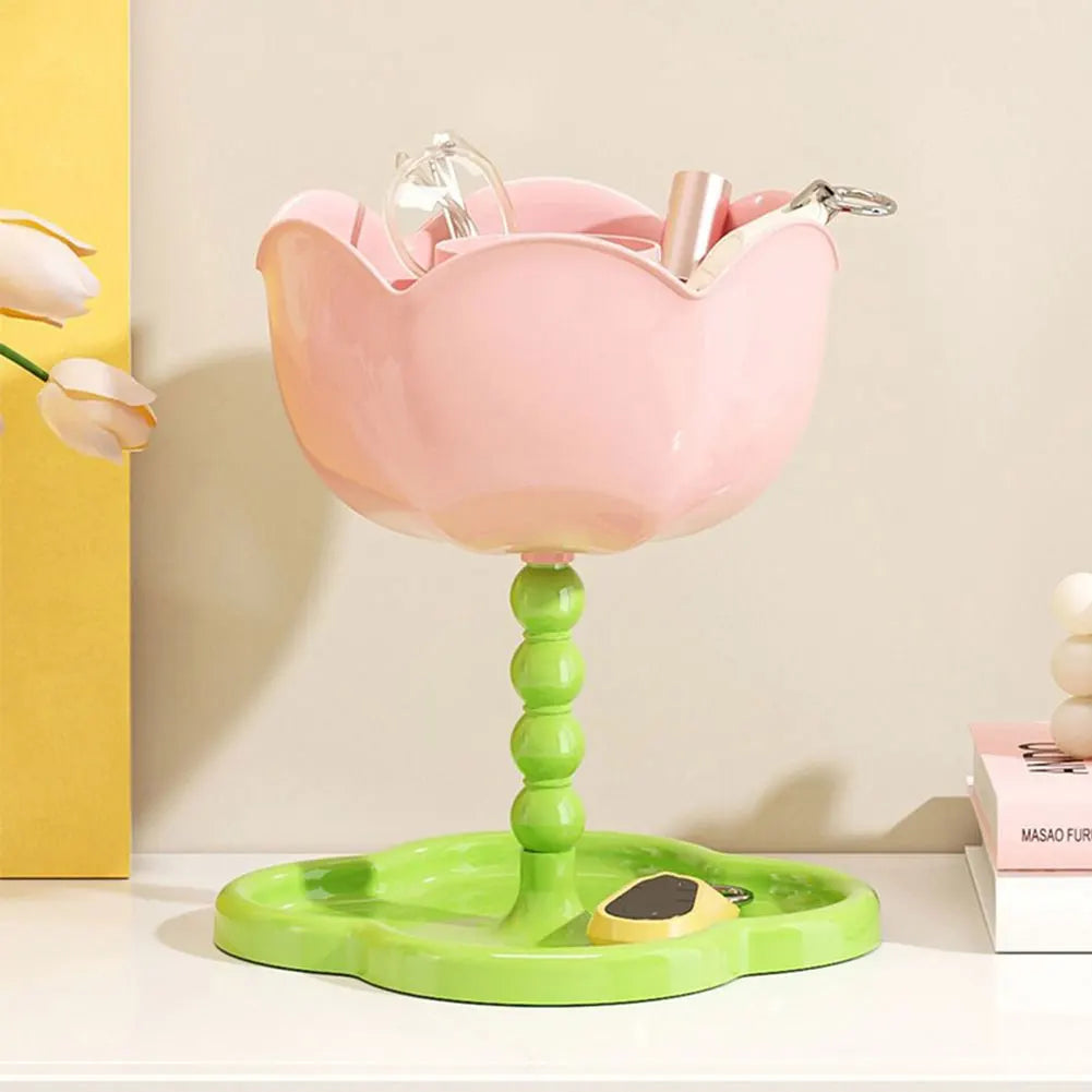 Flower Double-Layer Key Dish Tray & Decorative Desk Rack