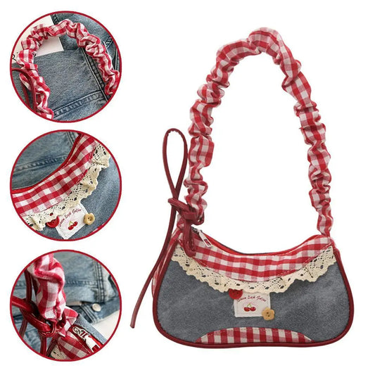 Korean Grid Mini Crossbody Bag | Adjustable Shoulder Strap Mini Crossbody Bag Peaceful Pleasures Health and Wellness