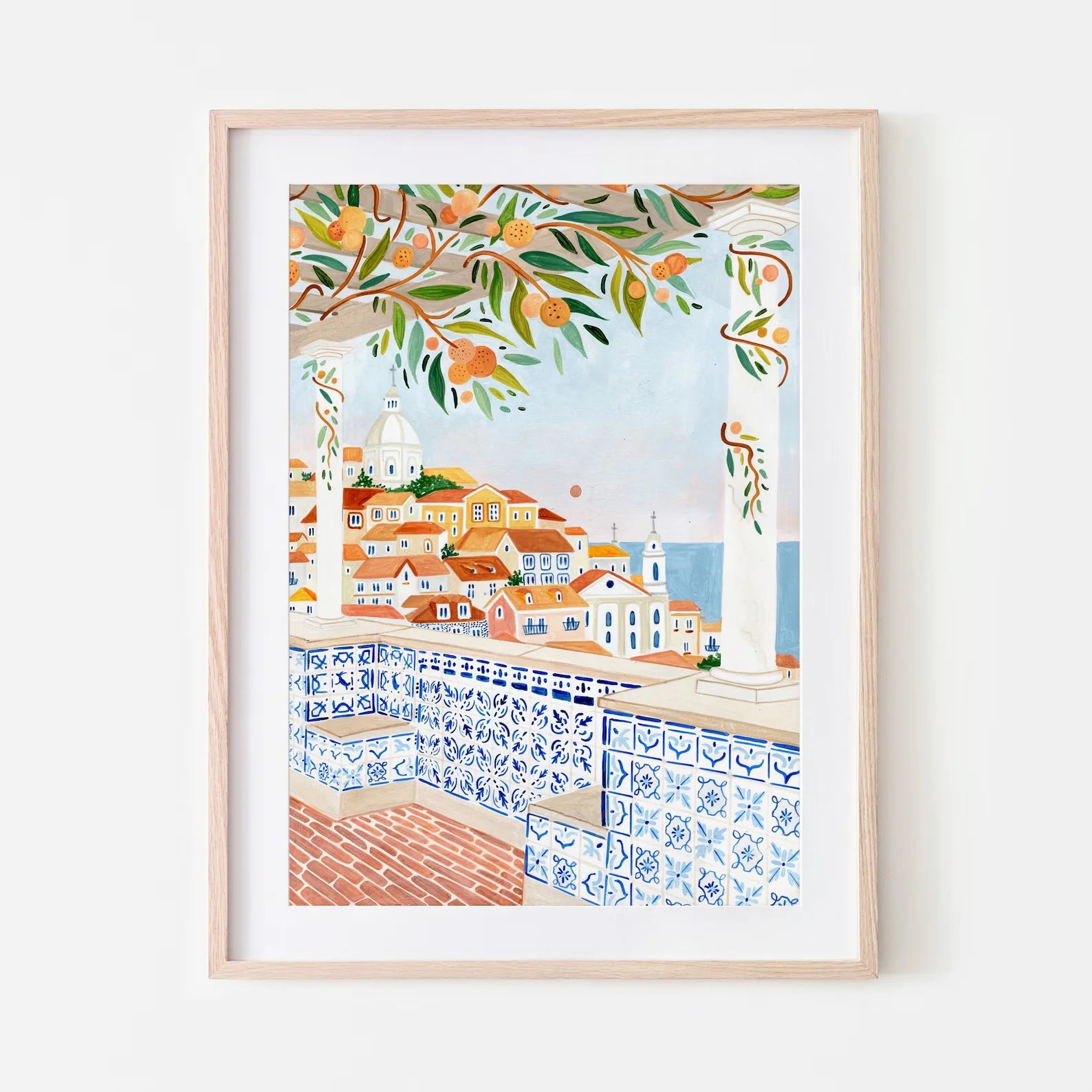 Lisbon Poster, Portugal Art Print, Kitchen Wall Art, Portuguese Tile, Hand Painted, Travel, New Home, Housewarming Gift, Quirky Peaceful Pleasures Health and Wellness