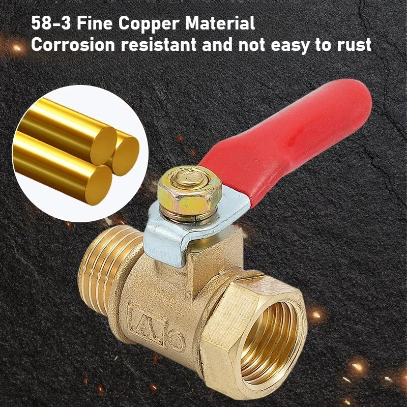 Pneumatic Copper Ball Valve – Red Handle Threaded Female 1/4"