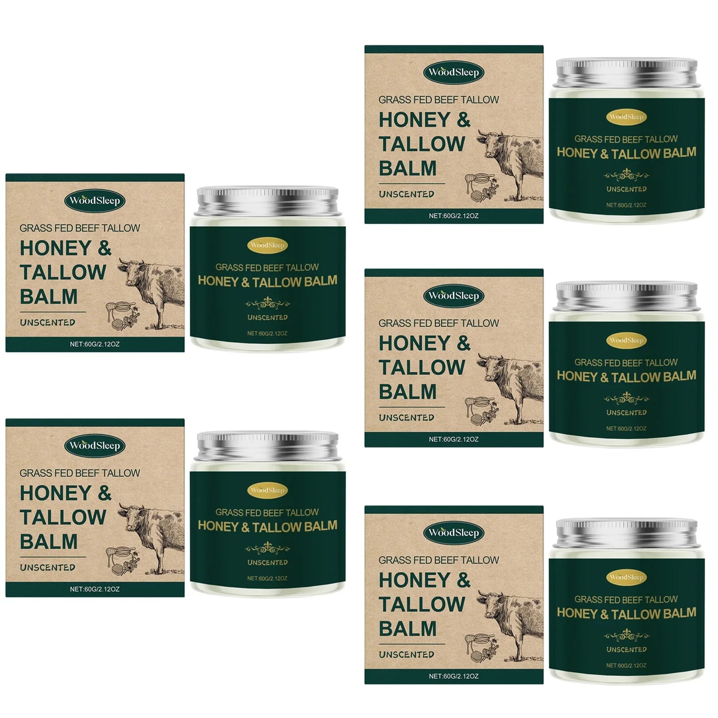 WOODSLEEP Beef Tallow & Honey Face Cream 60g – Deep Moisturizer