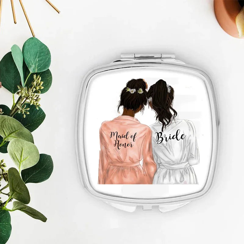 Bridesmaid & Maid of Honor Cosmetic Survival Bag Mirror Gift