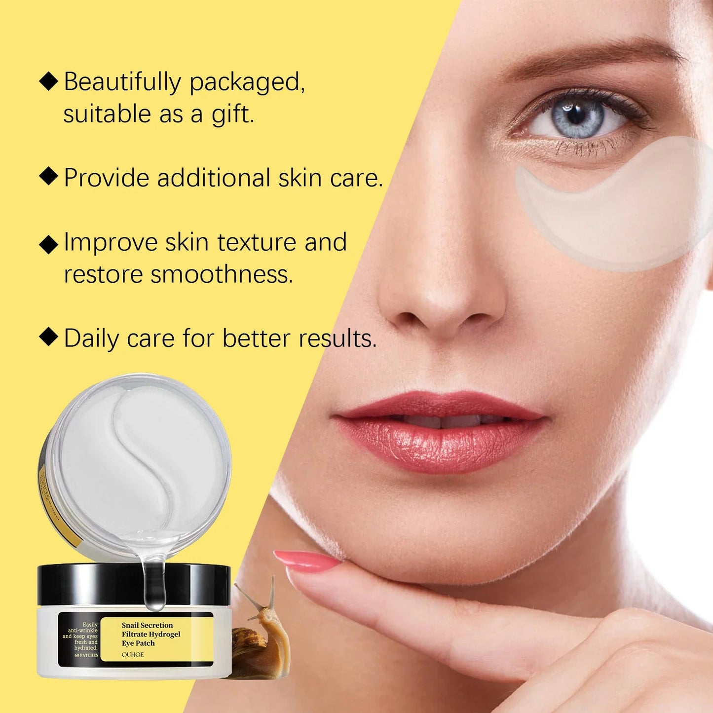 Snail Eye Patches – Dark Circles, Puffiness & Fine Lines 60pc