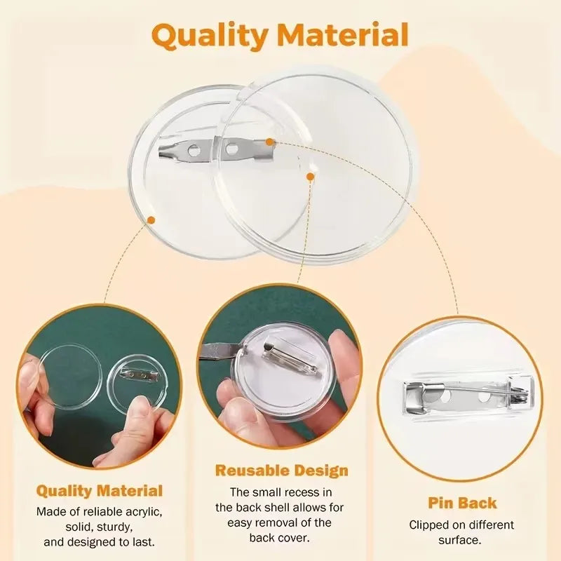 DIY Badge Making Kit – Acrylic Flip Pin Brooch 25mm & 58mm