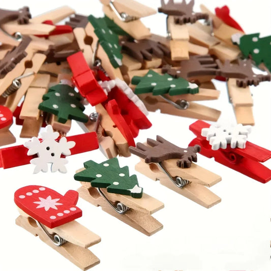 Mini Christmas Wooden Clips Photo Tree Clothespin Hanging Photos Peaceful Pleasures Health and Wellness