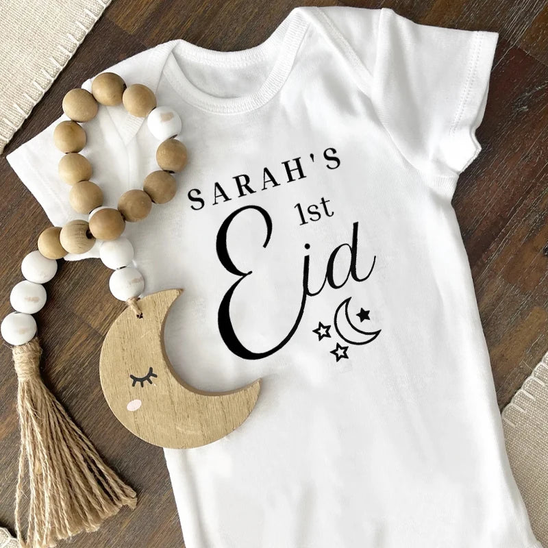 My First Eid Personalized Newborn Bodysuit | Custom Name Baby Gift Personalized Baby Bodysuit Peaceful Pleasures Health and Wellness