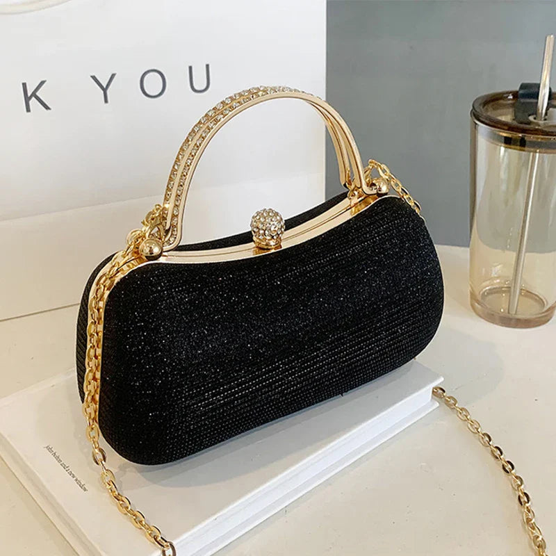 Gold Chain Clutch Shoulder Bag – Women's Evening Handbag