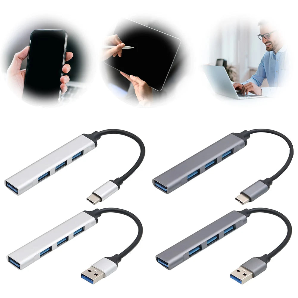 4-Port USB 3.0 Hub – 5Gbps USB-C & USB-A Port Expander Peaceful Pleasures Health and Wellness