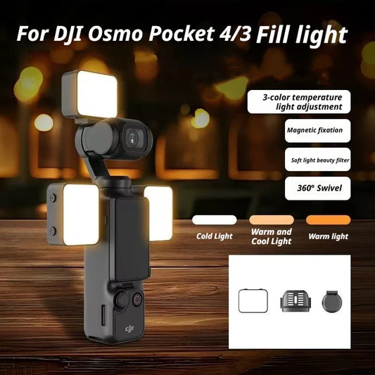Magnetic LED Fill Light for DJI Osmo Pocket 3 & 4 USB-C Camera Fill Light Oasis Select