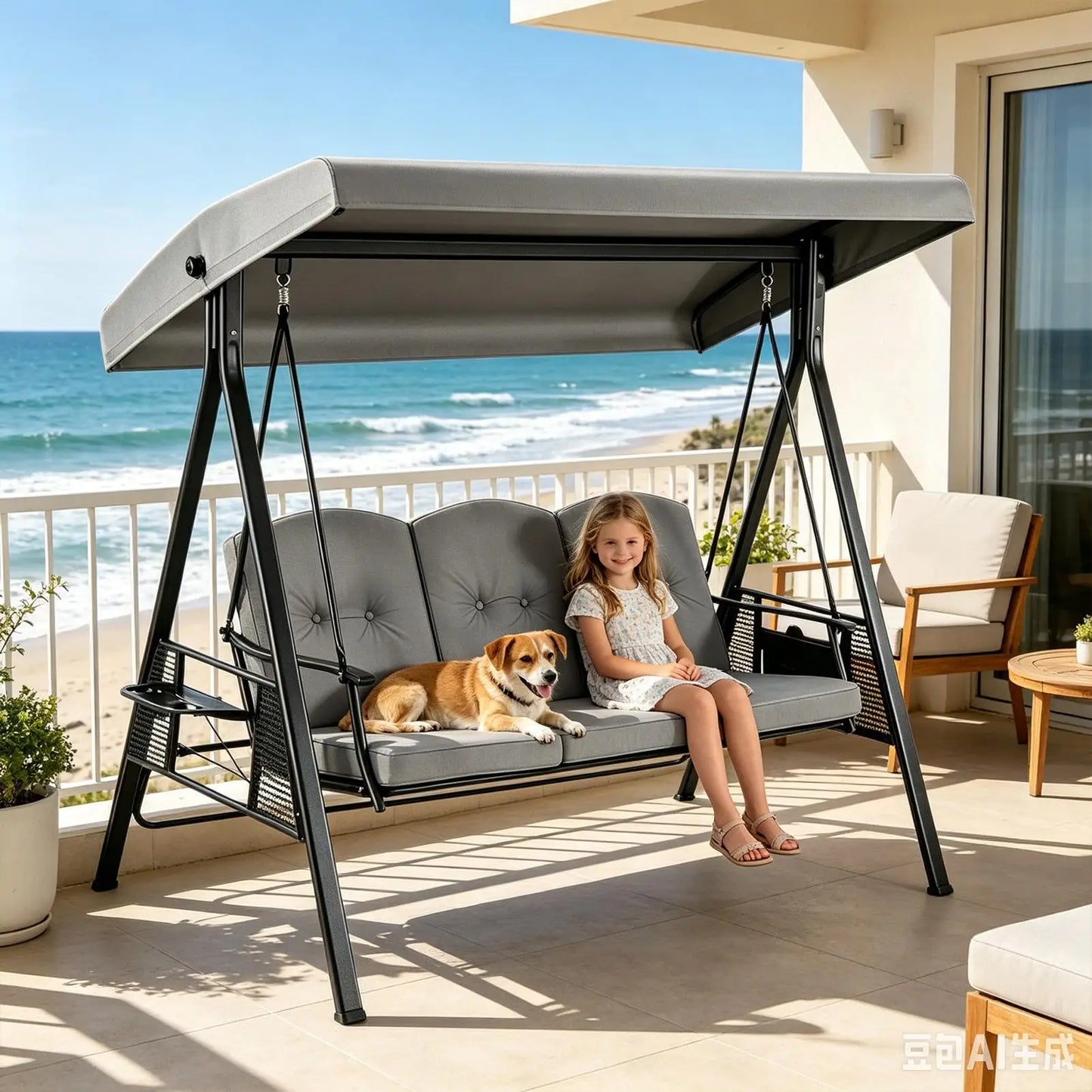 Waterproof Anti-UV Patio Swing Canopy Replacement Cover Set