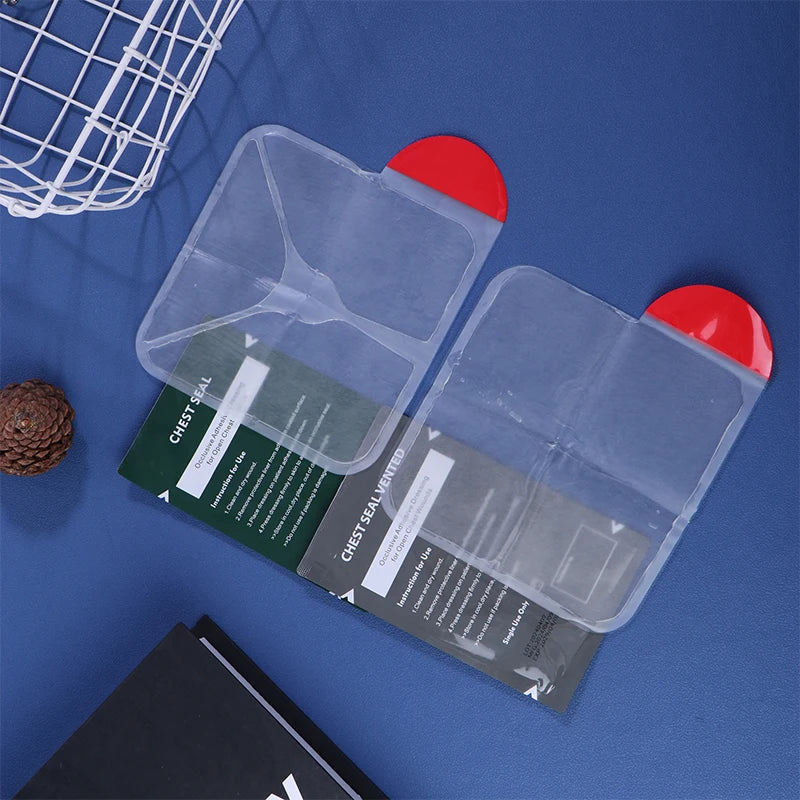 Vented Chest Seal Dressing Trauma First Aid Kit Emergency Rescue Bandage Outdoor Medical Tool Square Wound Care Peaceful Pleasures Health and Wellness 2pcs