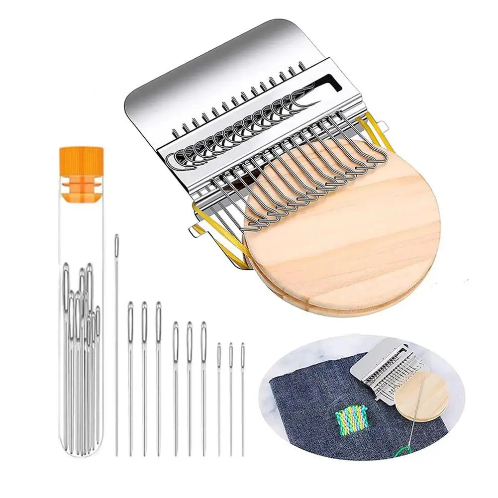 Mini 14-Needle Knitting Loom Machine – Fabric Mending & Weaving Kit