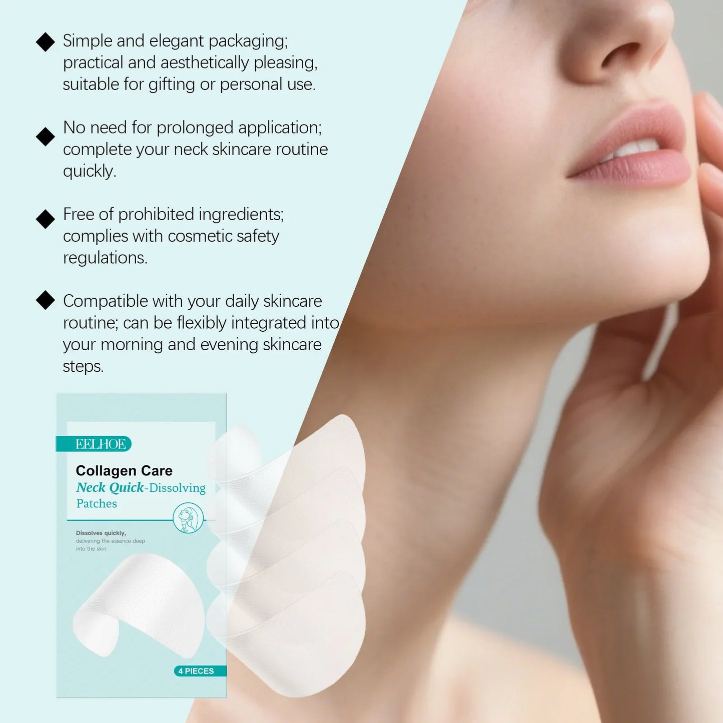 EELHOE Collagen Neck Patches – Firming & Brightening Mask 4pc