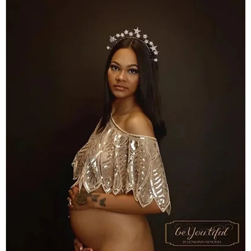 Maternity/Boudoir Body Cape Sequin Dresses Photoshoot Baby Shower فساتين حوامل платье для беременных платье Peaceful Pleasures Health and Wellness