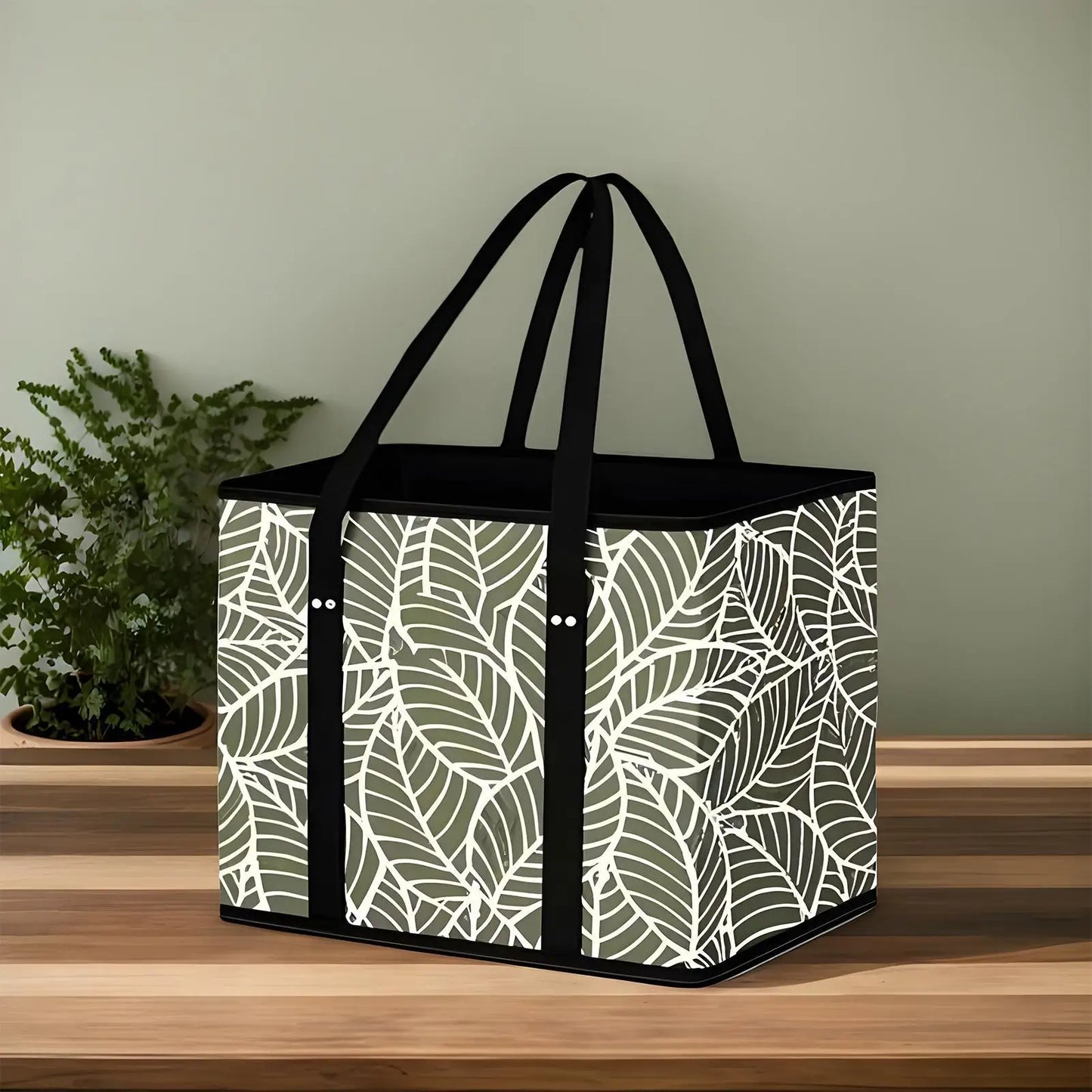 Reusable Shopping Bags Foldable Grocery Bag with Handle for Clothes Heavy Duty Storage Pouch with Box Shape Peaceful Pleasures Health and Wellness