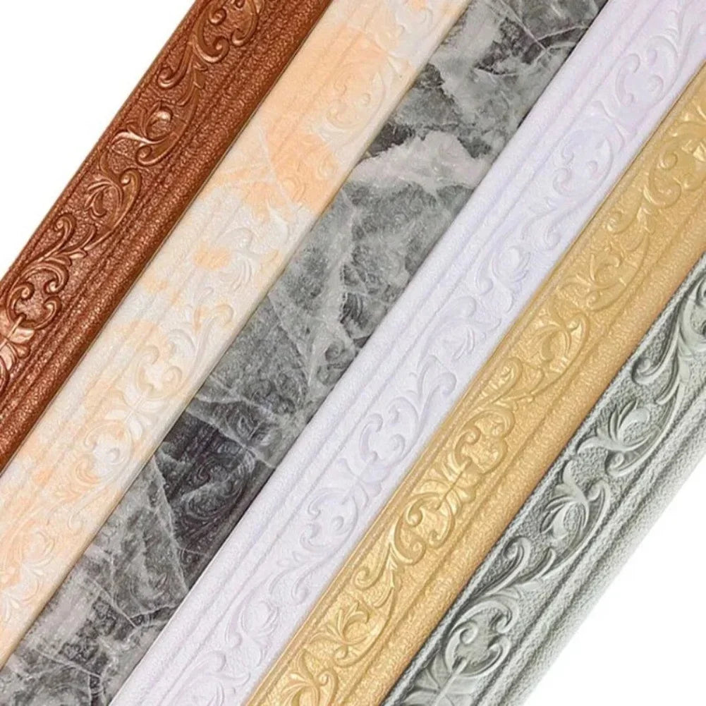 3D Self-adhesive Trim Decor 10mx8cmx5mm Wall Border Strip Waterproof