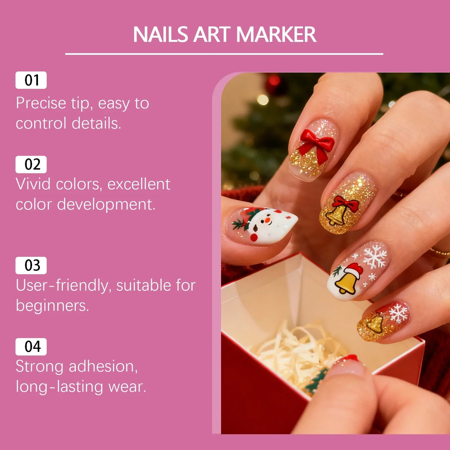Nail Art Pen – Fine Tip, Waterproof, Quick Dry DIY Marker
