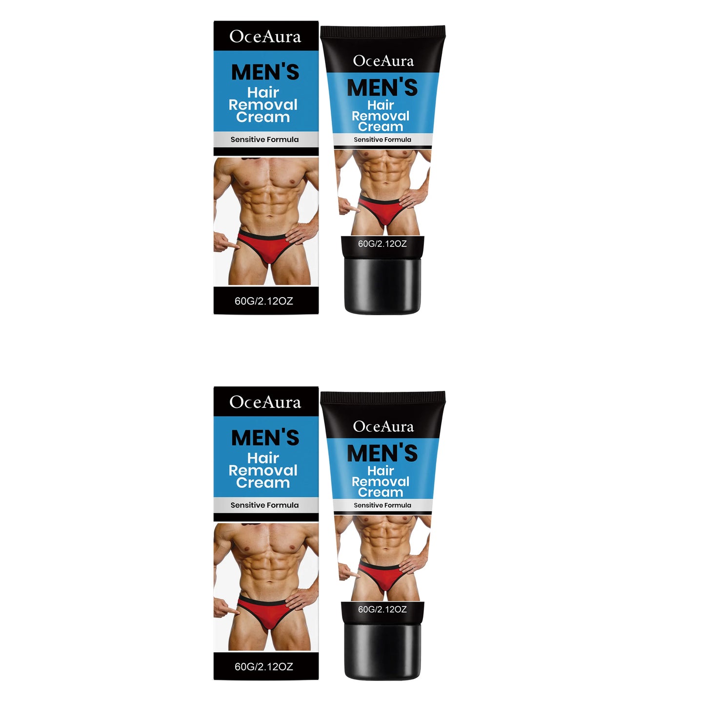OceAura Men's Hair Removal Cream – Smooth & Moisturizing 60g