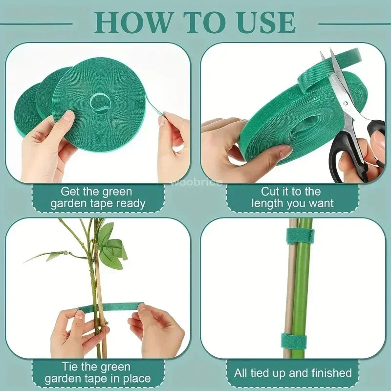 Self-Adhesive Nylon Plant Ties | Reusable Hook & Loop Garden Tape