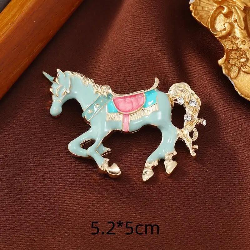 Enamel Horse Brooch | Vintage Zodiac Lapel Pin for Men & Women