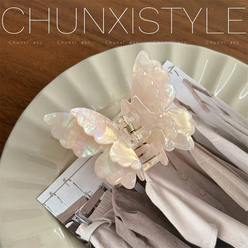 Fairy Butterfly Hair Claw Clip – French Retro Acetate Style