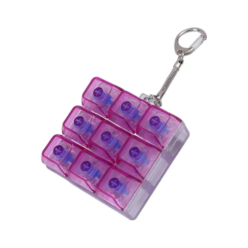 Lightweight Versatile Decompression Keychain Fingertip Press Luminous Button Toy Protable 9-key Keyboard Relieve Anxiety Toys Peaceful Pleasures Health and Wellness purple